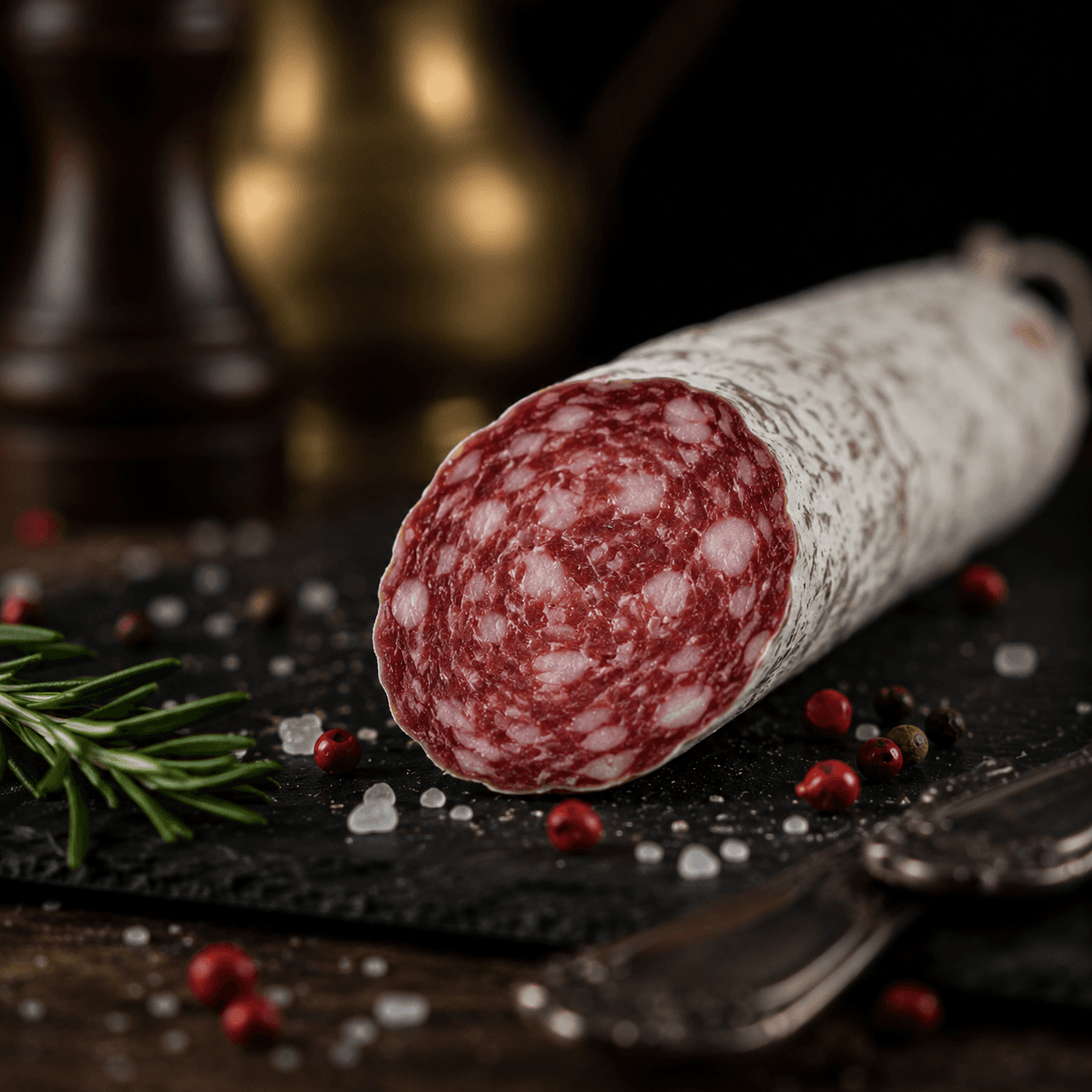 Фуэт — сыровяленая колбаса, крупным планом